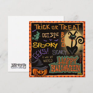Cartes Pour Fêtes Annuelles Amusants Halloween Chat noir Citrouille Inspirivit