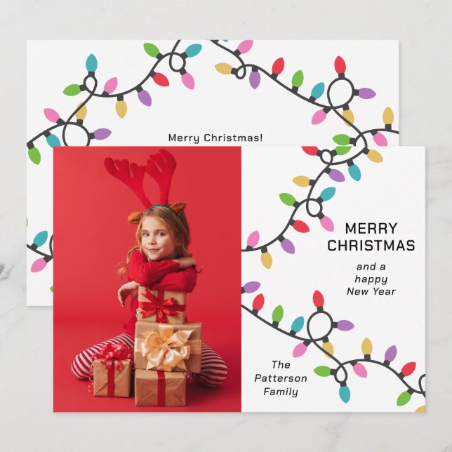 Cartes Pour Fêtes Annuelles Amusants Moderne Joyeux Noël Festivals Lumières Ph (Devant / Derrière)