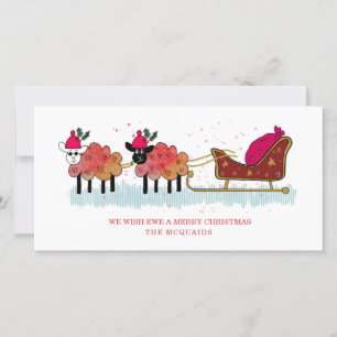 Cartes Pour Fêtes Annuelles Amusants moutons de noël tirant santas traîneau