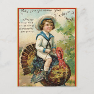 Cartes Pour Fêtes Annuelles Amusants Vintages Thanksgiving Turquie Amical