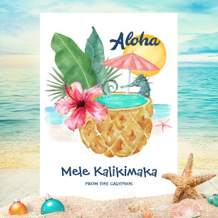 Cartes Pour Fêtes Annuelles Ananas à cheval Aloha Plage tropicale Noël