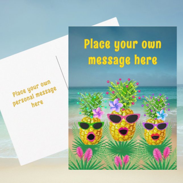 Cartes Pour Fêtes Annuelles Ananas Dame Chantante Personnalisés  (Thrifty postcard you can personalize!)