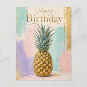 Cartes Pour Fêtes Annuelles Ananas Doré Anniversaire Tropical