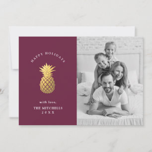 Cartes Pour Fêtes Annuelles Ananas en or Faux en Bourgogne   Photo de Noël