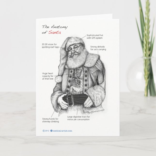 Cartes Pour Fêtes Annuelles Anatomie de Père Noël (Devant)