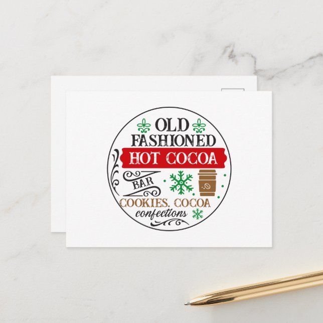 Cartes Pour Fêtes Annuelles Ancien bar à cacao chaud Noël (Devant/Arrière en situation)