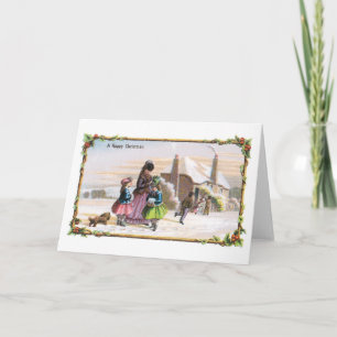 Cartes Pour Fêtes Annuelles Ancien Noël, Famille