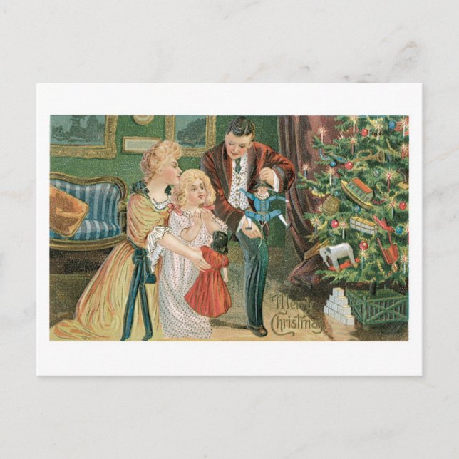 Cartes Pour Fêtes Annuelles Ancien Noël, Famille (Devant)