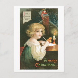 Cartes Pour Fêtes Annuelles Ancien Noël, Fille