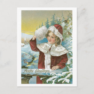 Cartes Pour Fêtes Annuelles Ancien Noël, Fille