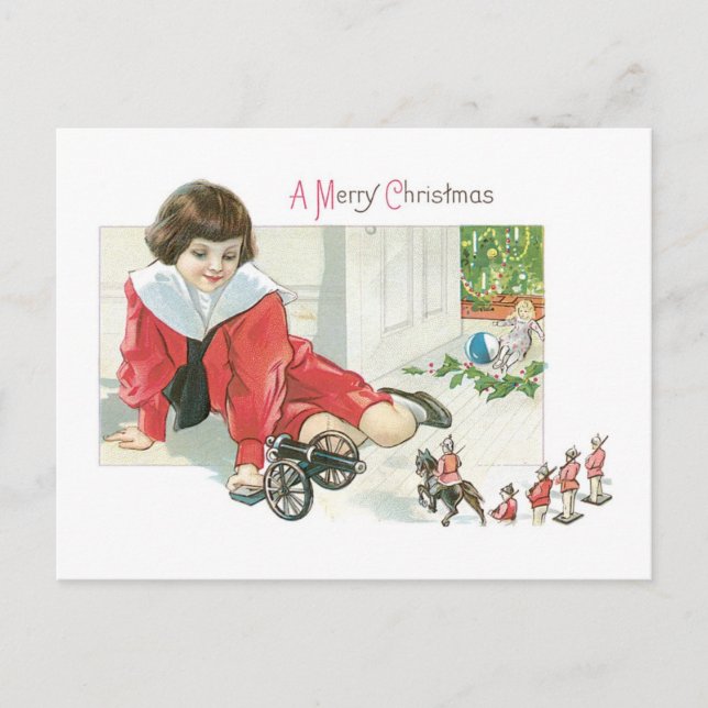 Cartes Pour Fêtes Annuelles Ancien Noël, Fille (Devant)