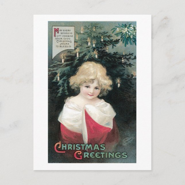 Cartes Pour Fêtes Annuelles Ancien Noël, Fille (Devant)