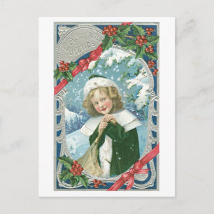 Cartes Pour Fêtes Annuelles Ancien Noël, Fille