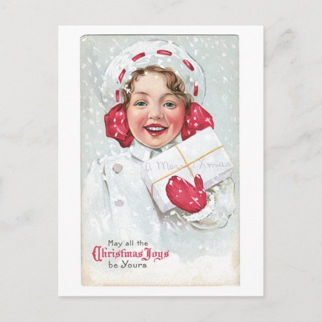Cartes Pour Fêtes Annuelles Ancien Noël, Fille (Devant)