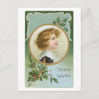 Cartes Pour Fêtes Annuelles Ancien Noël, Garçon, Holly