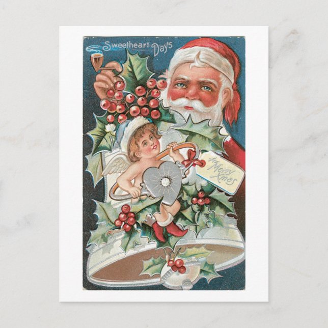 Cartes Pour Fêtes Annuelles Ancien Noël, Père Noël & Angel (Devant)
