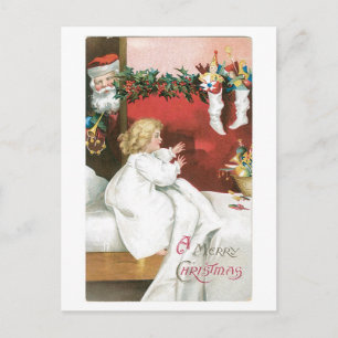 Cartes Pour Fêtes Annuelles Ancien Noël, Père Noël & Girl