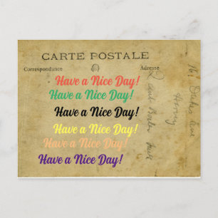 Cartes Pour Fêtes Annuelles Ancien Postacard Unique Passez une bonne journée