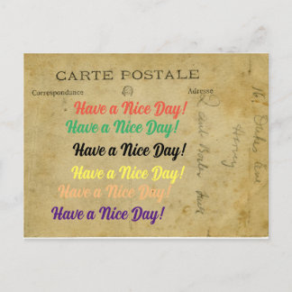Cartes Pour Fêtes Annuelles Ancien Postacard Unique Passez une bonne journée