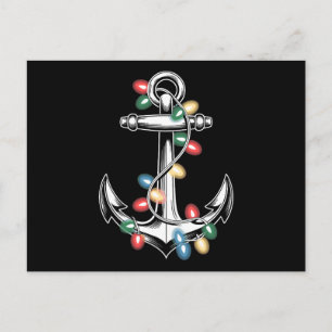 Cartes Pour Fêtes Annuelles Ancre de Noël Lumières Xmas Nautiles Voile