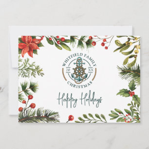 Cartes Pour Fêtes Annuelles Ancre nautique Maison de plage de la famille Noël