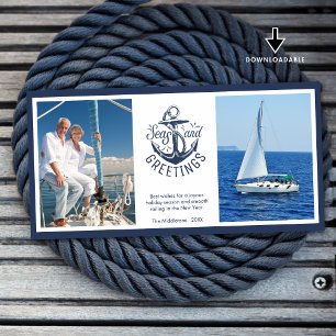 Cartes Pour Fêtes Annuelles ANCRE photo de Noël nautique