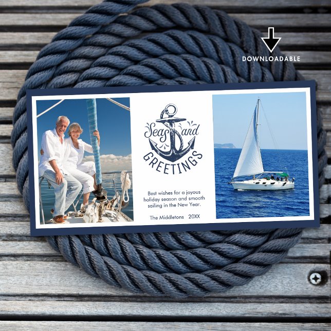 Cartes Pour Fêtes Annuelles ANCRE photo de Noël nautique (Créateur téléchargé)