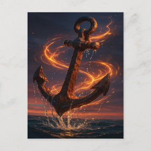 Cartes Pour Fêtes Annuelles Ancre Rustique Ardente – Art Mural Fantastique Nau