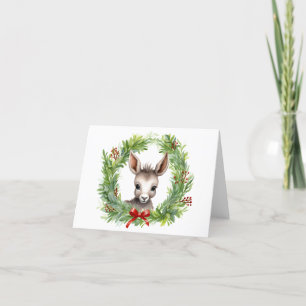 Cartes Pour Fêtes Annuelles Âne de Noël avec couronne de fêtes VIDE 