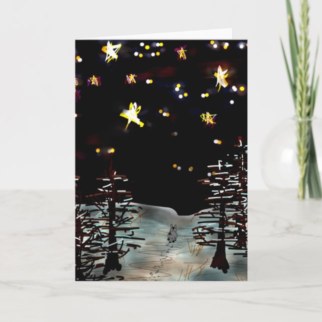 Cartes Pour Fêtes Annuelles âne marchant dans la nuit étoilée (Devant)
