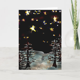 Cartes Pour Fêtes Annuelles âne marchant dans la nuit étoilée
