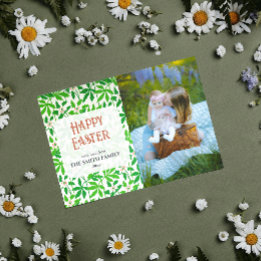 Cartes Pour Fêtes Annuelles Anemone Green Family Photo Joyeux Pâques