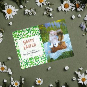 Cartes Pour Fêtes Annuelles Anemone Green Family Photo Joyeux Pâques