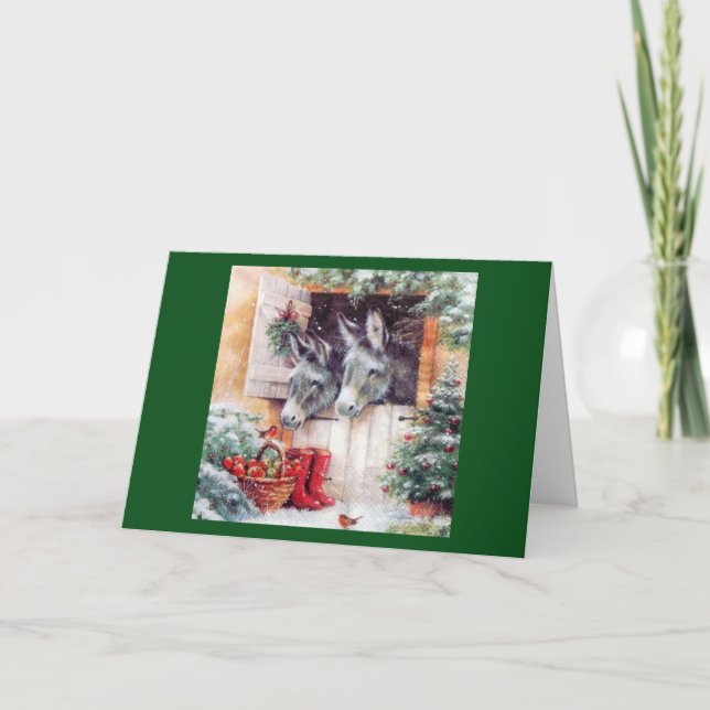 Cartes Pour Fêtes Annuelles Ânes de Noël (Devant)