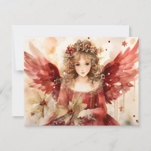 Cartes Pour Fêtes Annuelles Ange avec ailes rouges Noël