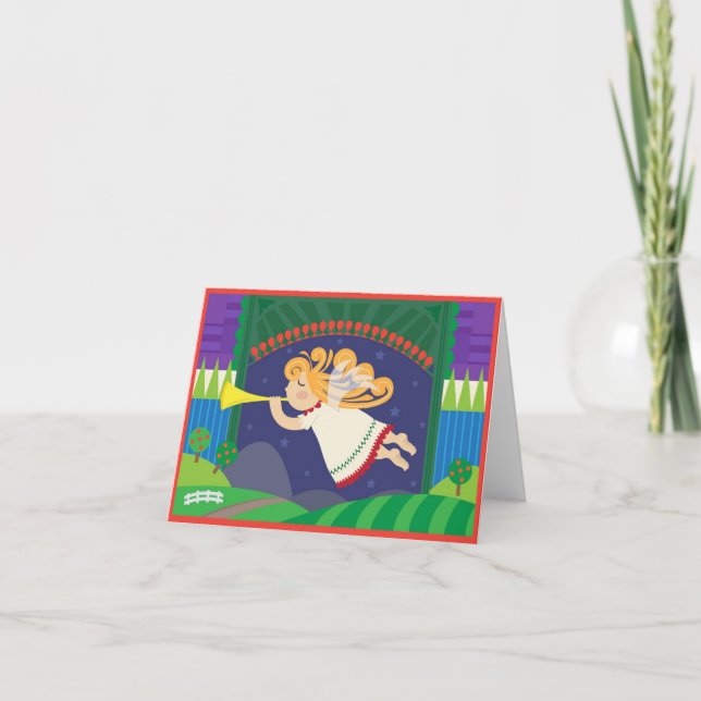 Cartes Pour Fêtes Annuelles Ange avec la trompette (Devant)