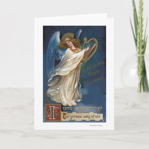 Cartes Pour Fêtes Annuelles Ange avec une harpe