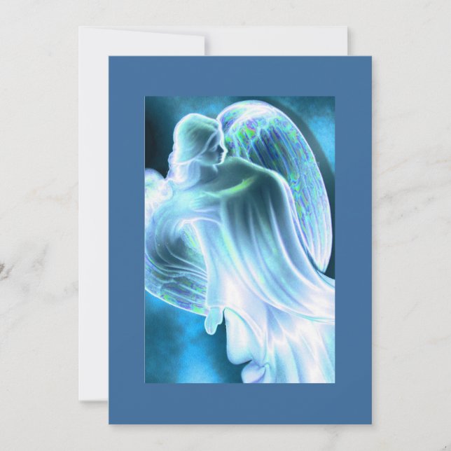 Cartes Pour Fêtes Annuelles Ange Bleu (Devant)