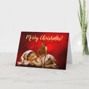Cartes Pour Fêtes Annuelles Ange couchant Bébé Jésus Noël