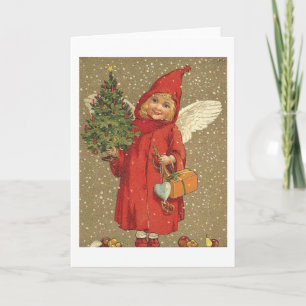 Cartes Pour Fêtes Annuelles Ange dans un manteau rouge