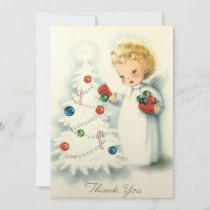 Cartes Pour Fêtes Annuelles Ange de l'arbre de Noël rétro vintage