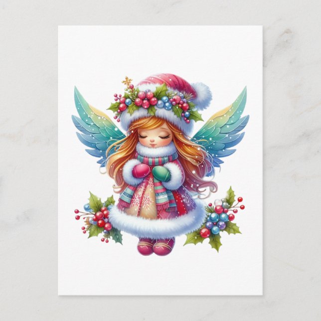 Cartes Pour Fêtes Annuelles Ange de neige de Noël (Devant)