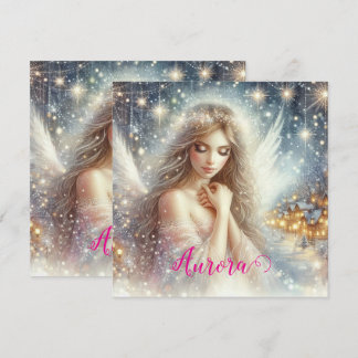Cartes Pour Fêtes Annuelles Ange de neige éthérée aquarelle festive féminine