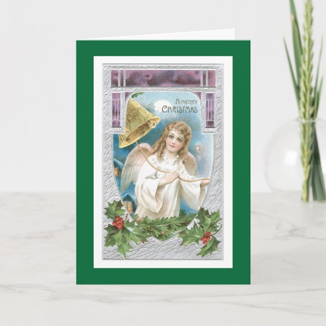 Cartes Pour Fêtes Annuelles Ange de Noël avec Bell (Devant)
