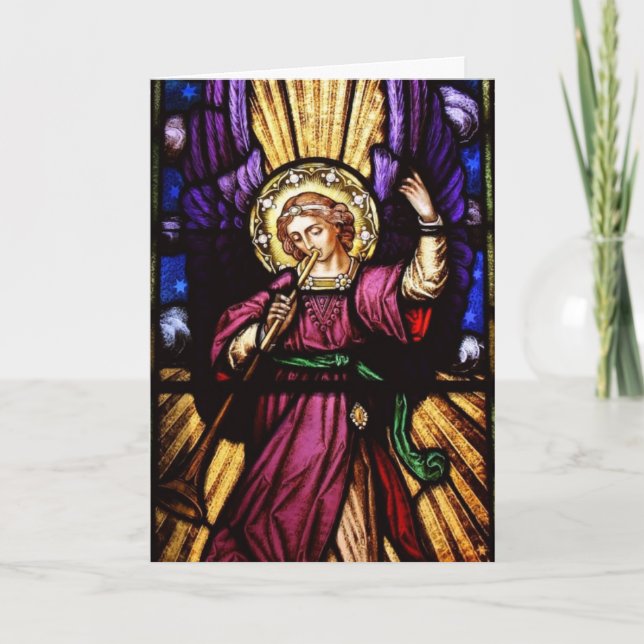 Cartes Pour Fêtes Annuelles Ange de Noël avec la trompette (Devant)