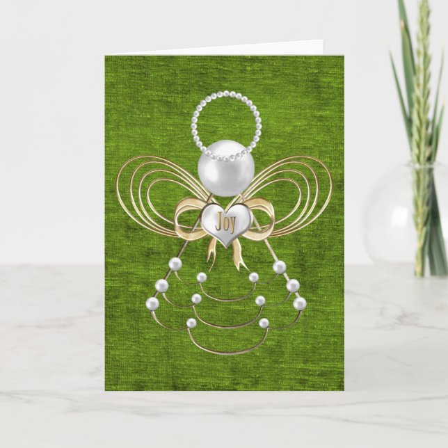 Cartes Pour Fêtes Annuelles Ange de Noël de la joie - Vert (Devant)