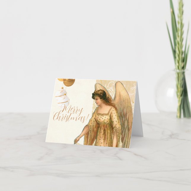 Cartes Pour Fêtes Annuelles Ange de Noël et ornements (Devant)