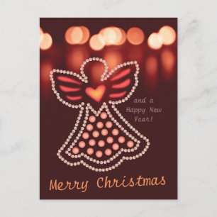Cartes Pour Fêtes Annuelles Ange de Noël Perles et chandelle CC0048