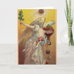 Cartes Pour Fêtes Annuelles Ange de Noël Vintage Avec Poupée