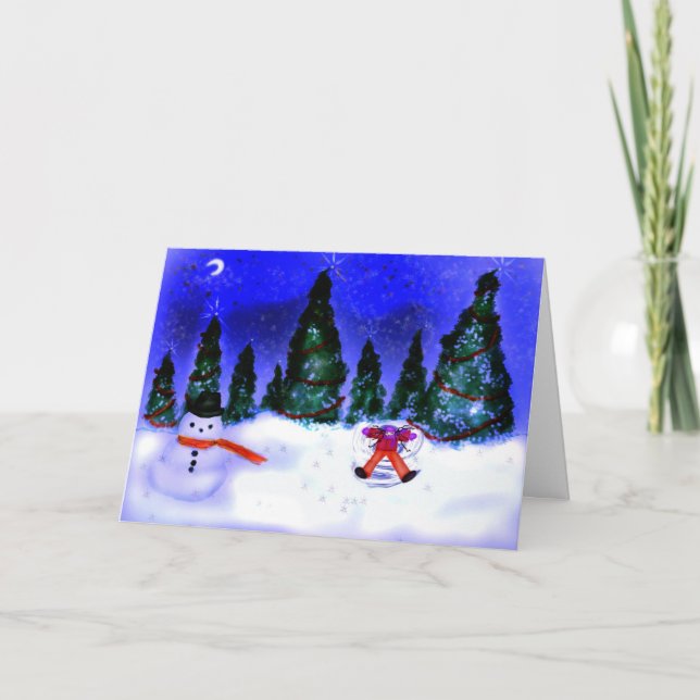 Cartes Pour Fêtes Annuelles Ange des neiges (Devant)